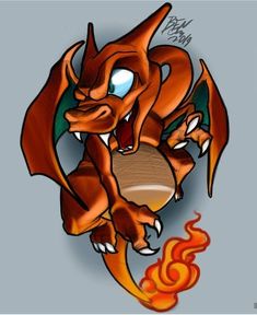 a drawing of a dragon holding a bowl with fire coming out of it's mouth