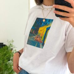 Van Gogh custom tee printed by me! This print is printed onto quality fruit of the loom white T-shirt's and is available in sizes Small Medium Large and Extra large. I also do custom tees so feel free to message😚 Starry Night Outfit, Gogh The Starry Night, Custom Tee, T Shirt Photo, Graphic Logo, Custom Tees, Retro Tshirt, Retro Look, Daughter Love