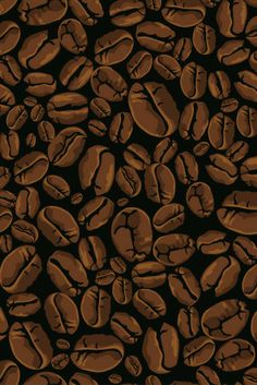 roasted coffee beans on a black background, seamed into a square pattern with space for text