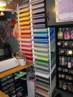 an image of a store with lots of crafting supplies on the shelves and in front of it