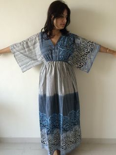 A lot of customers sent me requests to make them empire waist kaftan. Instead of keeping the same style as my other kaftans and just raising the drawstring up, I thought of making a new pattern and made this one with butterfly sleeves and gave it an elastic waistline rather than a drawstring. And not just that, I added buttons to this style so you can use this dress for nursing and also others like brides and her bridesmaids can use them to get ready in without messing up their hair.This will be