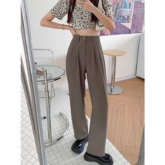 Season:Fall,Summer; Fabric:Polyester; Gender:Women's; Style:Streetwear,Fashion; Elasticity:Micro-elastic; Occasion:Going out,Daily,Street,Vacation,Daily Wear; Function:Breathability,Soft,Comfortable,Outdoor; Waistline:High Waist; Pattern:Plain; Design:Pocket; Pants Type:Wide Leg,Pants Trousers,Dress Pants; Front page:FF; Listing Date:07/14/2023; Production mode:External procurement; Hips:; Length:; Waist:; Pants Length:Full Length Suit Pants Women, Western Suit, Drape Pants, Western Suits, Elegant Blouses, Pants Casual, Suit Pants, Type Of Pants, Slim Fit Pants