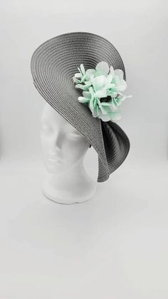 Free EXPRESS 1-2 Day Shipping GISELLE Gray Fascinator Aqua | Etsy Fitted Gray Summer Hat, Green Summer Fascinator With Handmade Flowers, Elegant Gray Summer Hat, Gray Summer Party Hat, Summer Gray Party Hat, Elegant Green Mini Hats For The Beach, Elegant Green Mini Hats For Beach, Gray Kentucky Derby Party Hat, Gray Hat For Kentucky Derby Party