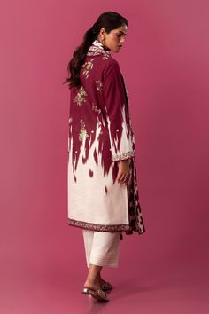 Brand: Sana SafinazProduct Code: H243-021A-2BQCollection: Mahay by Sana Safinaz Unstitched Winter CollectionFabric: Slub DESIGN DETAILS: Digital Printed Front On Slub 1.15 Meters Digital Printed Back On Slub 1.15 Meters Digital Printed Sleeves On Slub 0.65 Meters Embroidered Patti On Organza 1 Meter Rotary Printed Dupatta On Khaddar 2.5 Meters DISCLAIMER:* Lining, Laces, and Tassels are not included in unstitched variants.* Embellishment items in stitched outfits are subject to market availability.* Product color may vary due to photographic lighting or your device settings. CARE INSTRUCTIONS: Extra Fabric Has Been Used For Shoot Original Color May Vary Slightly From The Picture Dry Clean Recommended Iron The Clothes At Moderate Temperature Do Not Use Bleach, Or Stain Removing Chemicals Da Unstitched Raw Silk Sets For Eid, Festive Raw Silk Sets With Printed Motifs, Eid Palazzo Set In Raw Silk, Fitted Embroidered Cambric Sets, Silk Salwar Kameez With Floral Embroidery Long Sleeve, Embroidered Silk Salwar Kameez With Long Sleeves, Anarkali Sets In Raw Silk With Printed Motifs, Silk Salwar Kameez With Floral Embroidery, Embroidered Raw Silk Long Sleeve Palazzo Set