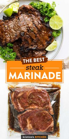 the best steak marinade for steaks and other meats is on this plate