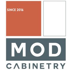 the mod cabinetry logo is shown in grey and orange colors, with text that reads'since 2016 '