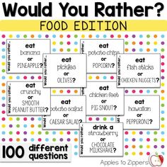 what would you rather know about eating? food edition for children and adults to learn