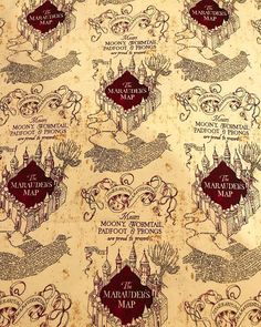 an old harry potter map with hogwart's houses and other symbols on it