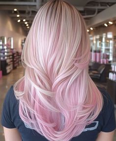 White Blonde Hair With Pink, Blonde Highlights With Pink Tips, Touch Of Pink Hair, Straight Hair Pink Highlights, Ash Blonde And Pink Hair, Pink And Blonde Balayage, Blonde With Pink Money Piece, Cute Pink Hairstyles, Platinum Blonde Hair With Pink Highlight