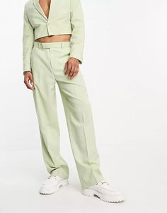 ASOS DESIGN wide leg suit pants in pale green | ASOS Tailored Green Wide Leg Pants For Spring, Tailored Green Dress Pants With Pockets, Green Tailored Wide Leg Pantsuit, Light Green Pants Outfit Men, Wide Leg Suit Pants Men, Cheap Green Wide Leg Sets, Sage Green Mens Pants, Green Tailored Wide-leg Pantsuit, Mens Wide Leg Pleated Trousers