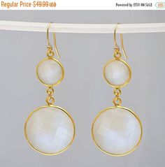 ON SALE Rainbow Moonstone earrings  bezel set Earrings Gift Dangle Earrings With Bezel Setting, White Bezelled Wedding Earrings, White Bezel Setting Earrings For Gift, Bezel Set Earrings, Earrings Double, Set Earrings, Birthstone Earrings, Earrings Bridesmaid, Moonstone Earrings