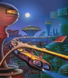 an image of a futuristic city at night