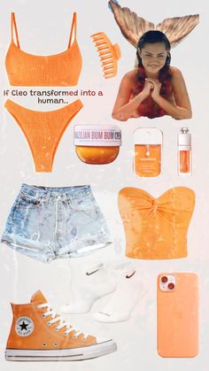 an image of a woman's swimsuit, shoes and accessories for her body