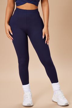 Available In A Variety Of Colors. High Waisted Elasticized Waistband High Stretch Fabric Skinny Leg 26" Inseam, Measured From A Size Small. 90% Polyester 10% Spandex Imported | Almost Every Day Leggings in Navy Blue size XS by Fashion Nova Navy Fashion, Leggings Fashion, Black Leggings, Polyester Spandex, Black Fashion, Fashion Nova, Stretch Fabric, Every Day, Navy Blue