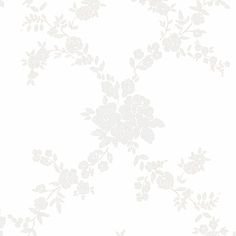 a white wallpaper with flowers and leaves on the bottom half is shown in this image