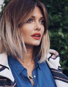 40 Shoulder Length Hairstyles Every Woman Should Try Tuns Bob Lung, Haircut For Square Face, Long Bobs, Square Face Hairstyles, Curtain Fringe, Square Face, Cut Her Hair, Ombré Hair