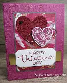 a valentine's day card with two hearts on it