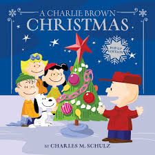 a charlie brown christmas book cover with cartoon characters around a christmas tree and the words charlie brown