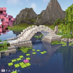 Minecraft Oasis Build, Cobblestone Bridge Minecraft, Small Simple Minecraft Builds, Minecraft Dog Bed Designs, Cherry Blossom Bakery Minecraft, Fairytail Minecraft Builds, Minecraft Business Building, Arch Bridge Minecraft