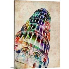 the leaning tower of pisa is painted in multicolors