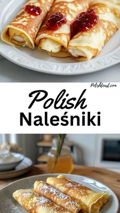 polish nalesniki pancakes on a white plate