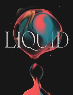 the cover for liquid magazine with an image of a woman's head in red and blue