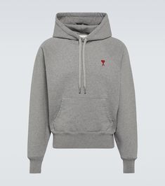 Find AMI PARIS Ami De Cœur Cotton Jersey Hoodie on Editorialist. Made in Portugal. Material: 1% elastane, 99% cotton. Drawstring hood. Designer color name: Heather Grey. Care instructions: machine wash at 30 degrees. Pockets: kangaroo pocket. Bape Shoes, Paris Grey, Jersey Sweatshirt, Casual Fit, Mens Activewear, Zip Sweatshirt