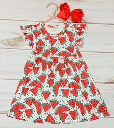 Milk Silk Watermelon for Days Flutter Sleeve Dress, Girls Toddler Summer Fruit, Juicy Watermelon Slices, Beach Dress, Birthday  🍉 Introducing the Milk Silk Watermelon for Days Flutter Sleeve Dress for Toddler Girls! 🌞 A Slice of Summer: Where Juicy Watermelons, Fluttery Elegance, and Sunny Adventures Collide! 🏖️🎈👗 Elevate your little one's style with a dress that's as refreshing as it is delightful. This enchanting ensemble merges the vibrant joy of watermelon slices, the spirit of beachsid Casual Summer Twirl Dress With Flutter Sleeves, Cute Pink Twirl Dress For Summer, Cute Pink Twirl Summer Dress, Cute Summer Dresses With Flutter Sleeves, Sweet Multicolor Summer Dress, Cute Summer Dress With Flutter Sleeves, Summer Twirl Dress With Ruffles And Short Sleeves, Summer Short Sleeve Twirl Dress With Ruffles, Playful Ruffled Twirl Dress For Summer