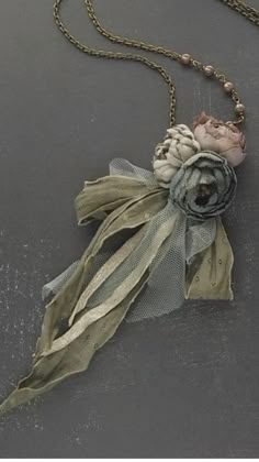 Petite Bouquet, Fabric Flower Necklace, Necklace Fabric, Natural Necklace, Textile Necklace, Fabric Rose, Antique Jewellery Online, Necklace Leather, Nature Necklace