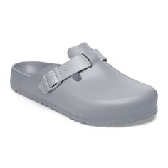 Our best-selling clog in an ultra-lightweight style. The Boston EVA is made from water-friendly material giving you a flexible design built on the contoured footbed you love most. The perfect pair for pre-workout post-practice and all the rest days in between. Contoured footbed for legendary BIRKENSTOCK support Style made from single piece of EVA Water-friendly flexible & lightweight Adjustable strap with tonal pin buckle Made in Germany Stone Coin Birkenstock, Eva Birkenstock, Birkenstock Styles, Birkenstock Women, Cork Sandals, Calf Muscles, Birkenstock Boston, Clogs Shoes, Uk Fashion