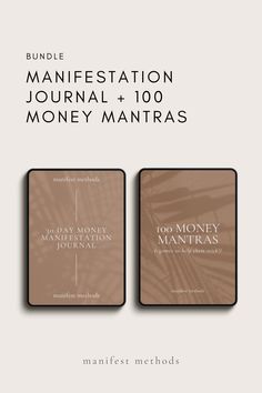 two books with the title for manifestation and money manatras on them