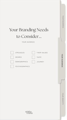 a white paper with the words your branding needs to consider