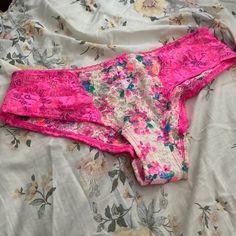 Victoria’s Secret Pink Extra Low Rise Cheekster Neon Floral With Hot Pink Waist, Sheer Front And Back Lace Matching Bra Also Available, Sold Separately But Bundle For Best Deals Discontinued Rare Line Vintage Pink Pink Feminine Stretch Sleepwear, Pink Summer Sleepwear Brief, Pink Lace Beach Bottoms, Pink Lace Bottoms For Beach, Pink Lace Bottoms For The Beach, Pink Stretch Sleepwear For Spring, Logo Hipster, Victoria Secret Pink Logo, Pink Halloween