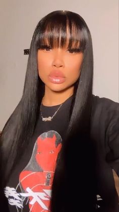 Hairstyles Baddie, Bang Wig, Wig Ideas, Birthday Hairstyles, Long Hair With Bangs, Front Lace Wigs Human Hair