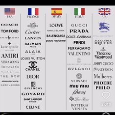 a bunch of different types of logos on a screen with the words in english and spanish