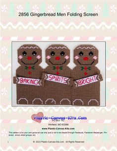 three gingerbread men folding screen pattern