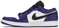 Jordan Brand gave the low-top treatment to one of its most popular Jordan 1 Highs to create the Air Jordan 1 Low Court Purple. The Air Jordan 1 Low Court Purple comes with color-blocking similar to the Jordan 1 High Court Purple White. The Court Purple features distinct purple overlays and a white leather base [...] Air Jordan 1 Low Court Purple, Jordan 1 Low Court Purple, Jordan 1 High Court Purple, Air Jordan 1 Fearless, Jordan Travis Scott, Jordan 1 Fearless, Jordan 1 Blue, Jordan 1 Black, Nike Air Jordan 1 Low