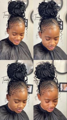 Fulani braids updo Straight Ups Braids, Fulani Braids With Ponytail, Cornrow Hairstyles 2024, Trendy Hair Styles 2024, Simple Fulani Braids Hairstyles Designs, 2024 Cornrow Braids, Easy Fulani Braids Hairstyles Designs, Straight Up With Curls, Conrows Lines And Braids Boho