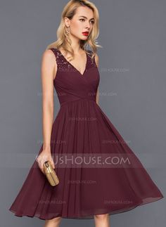 [AU$179.00] A-Line V-neck Knee-Length Chiffon Cocktail Dress With Ruffle Casual Cocktail Dress, Beautiful Cocktail Dresses, Summer Cocktail Dress, Dressy Dress, V Neck Cocktail Dress, Long Formal Gowns, Chiffon Cocktail Dress, Long Cocktail Dress, Dresses Formal Elegant