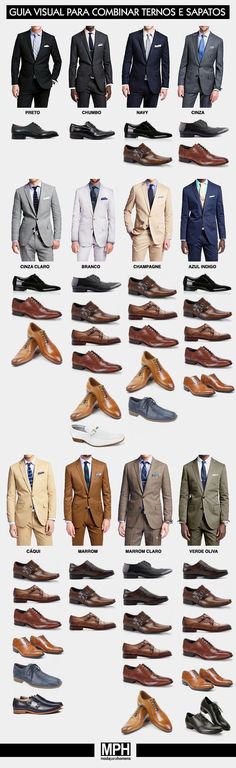 Suit and shoe Combinations Style Chart, Suit Shoes, Man Ray, Men Style Tips, Suit Style, Wedding Suits Men