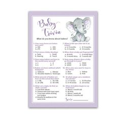 a baby shower game with an elephant on it