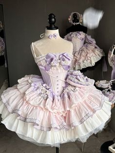 Pink and Purple Sweet Princess Corset Dress Tiered Ruffle Puffy Skirt Cupcake Style Dress, Cute Puffy Dresses, Corset Puffy Dress, Princess Corset Dress, Princess Corset, Cake Dress, Puffy Skirt, Puffy Dresses, Cupcake Dress