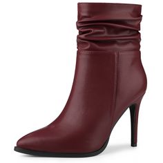 These slouchy decor stiletto high heel ankle boots are the perfect blend of cute and functional, high heels that instantly elongates your frame, and looks great on everyone. Slouchy Ankle Boots; Pointed Toe; Side Zip; Vamp: PU; Outsole: Rubber; Heel: ABS; Heel Height: 3 8/9 inches; Shaft Height: 5 1/2 inches. Please check your size to make sure the item fits before ordering. Maroon Boots, Slouchy Ankle Boots, Slouch Ankle Boots, Ankle Boots Pointed Toe, Dressy Boots, Burgundy Boots Ankle, Heel Stretch, Half Boots, Wishlist 2024