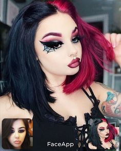 Rust Palette, Bruja Halloween, Edgy Makeup Looks, Rose Shock, Joker Makeup, Punk Makeup, Bold Makeup Looks, Carnival Makeup, Dramatic Makeup