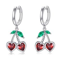 PRICES MAY VARY. 🍒 Cherry Earrings Design: The cherries add a fun and whimsical touch to the earrings, making it a versatile piece that can be dressed up or down depending on the occasion. Whether you're going for a casual look or dressing up for a special event, this cherry earrings will add a touch of charm and elegance to your outfit. 🍒 Cherry Earrings Material: The Cherry Earrings for women is made of 925 sterling silver, nickel-free, lead-free, cadmium-free and hypoallergenic, does not do Cherry Colored Earrings Gift, Cherry Dangle Earrings With Ear Wire, Cherry Color Earrings For Valentine's Day Gift, Cherry Colored Earrings For Valentine's Day Gift, Cherry Earrings For Valentine's Day Gift, Cherry Color Jewelry For Valentine's Day Party, Cherry-colored Jewelry For Valentine's Day Party, Cherry Jewelry For Valentine's Day Party, Cherry Colored Jewelry For Valentine's Day Party