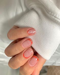 Pink Tip Nails, Short Gel Nails, Short Square Nails, Minimal Nails, Pink French, Cute Gel Nails, White French, Minimalist Nails, Dream Nails