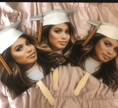 three women wearing graduation caps and gowns