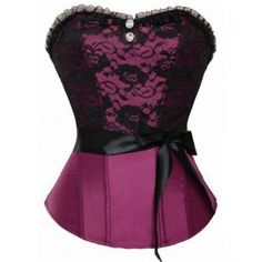 Alluring Black Lace Bowknot Embellished Lace-Up Women's Corset, PURPLE, L in Corset & Bustiers | DressLily.com Bridal Maids, Red And Black Corset, Bridal Corset, Boned Corsets, Red Corset, Vintage Corset, Corset Bustier, Overbust Corset, Strapless Corset