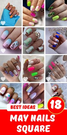 Nails Square Design, Square Nail, May Nails, Pastel Sunset, Nails Square, Nail Fashion, French Tips