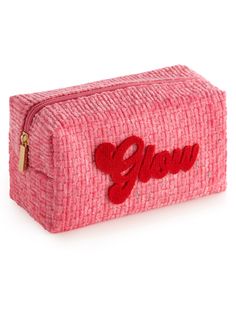 Carry all your odds and ends in glowing style with Shiraleah's “Glow” Zip Pouch! This compact cosmetic case is the perfect size to store makeup, jewelry, and anything else you might need to keep in one place this holiday season. Made from trendy tweed fabric in a vibrant pink color with a subtle sparkle of lurex thread, the pouch features the word “Glow” embroidered across the front in festive red lettering. Pair with other items from Shiraleah's Merry Everything Collection to complete your look Spa Wraps, Merry Everything, Accessories Display, Tweed Fabric, Framed Gifts, Zip Pouch, Frame Decor, Cosmetic Case, The Pouch